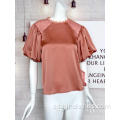 Blusa dulce con mangas abullonadas sueltas para damas